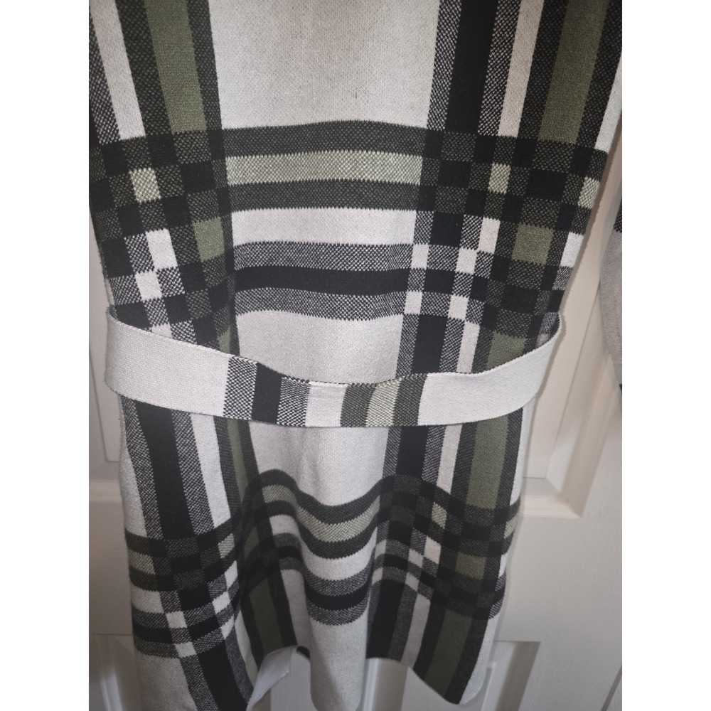 Christian Siriano Sz 1X (20) Hooded Plaid Cardigan Jacket w/Belt Cozy Chic - Picture 10 of 10